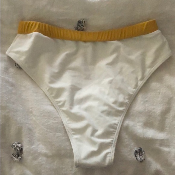 White bathing suit bottoms with gold band - Picture 2 of 3